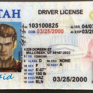 Utah scannable forged ids card front